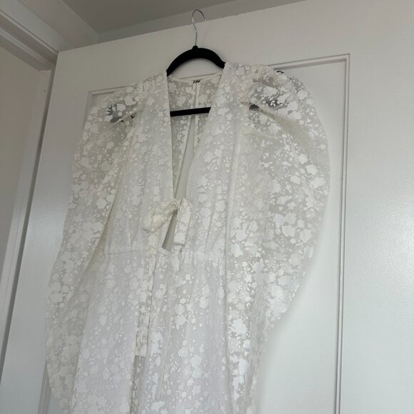 NWT Rosie Assoulin Victorian Dress Sz 4 White Organza Embroidered Floral Burnout - Picture 7 of 13